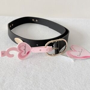 True Love Black Studded Belt Gold Oval Buckle Size S NWT